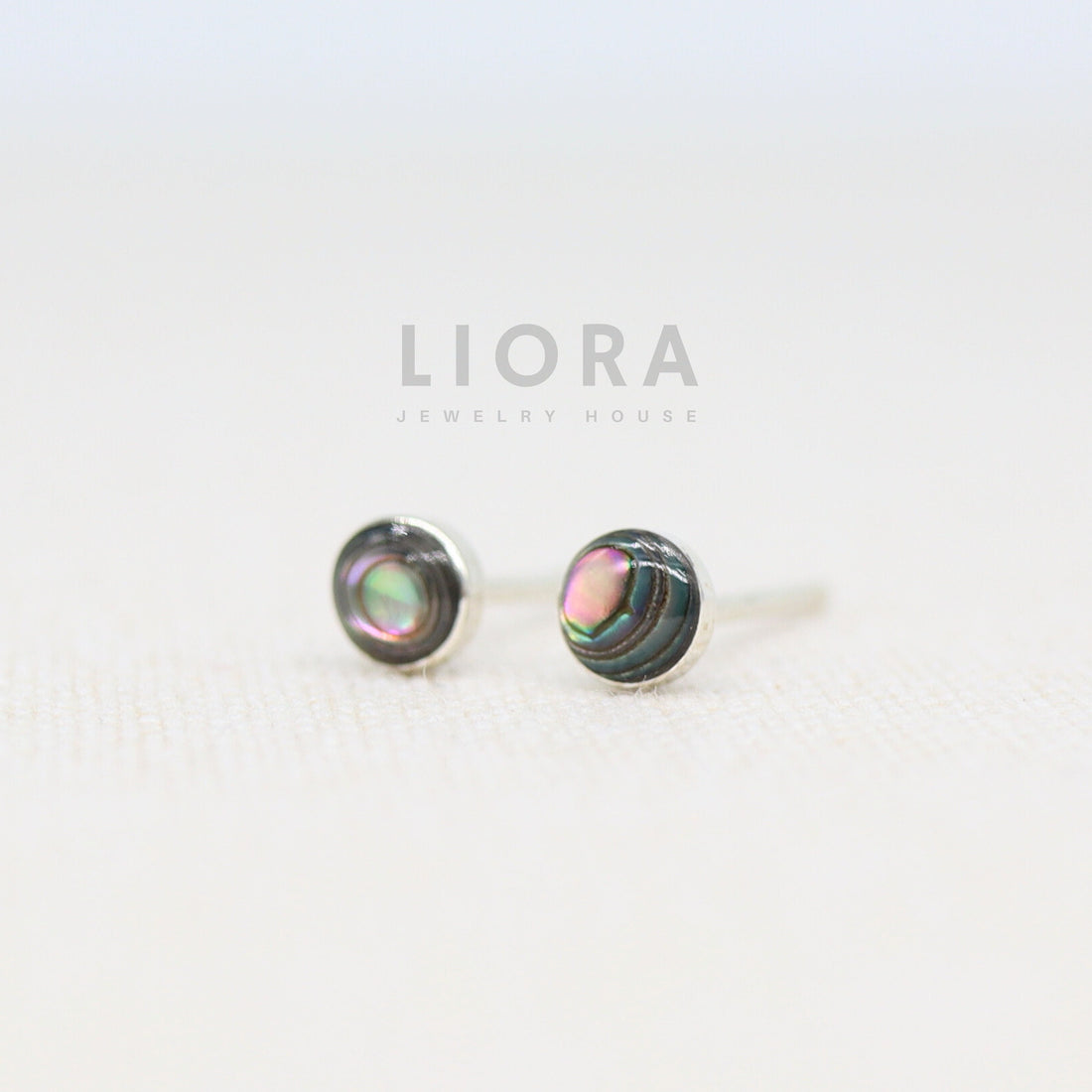 4mm Abalone Stud Earrings, Abalone Earrings, Circle Abalone Earrings, Shell Earrings, Abalone Jewelry, Gemstone Earrings