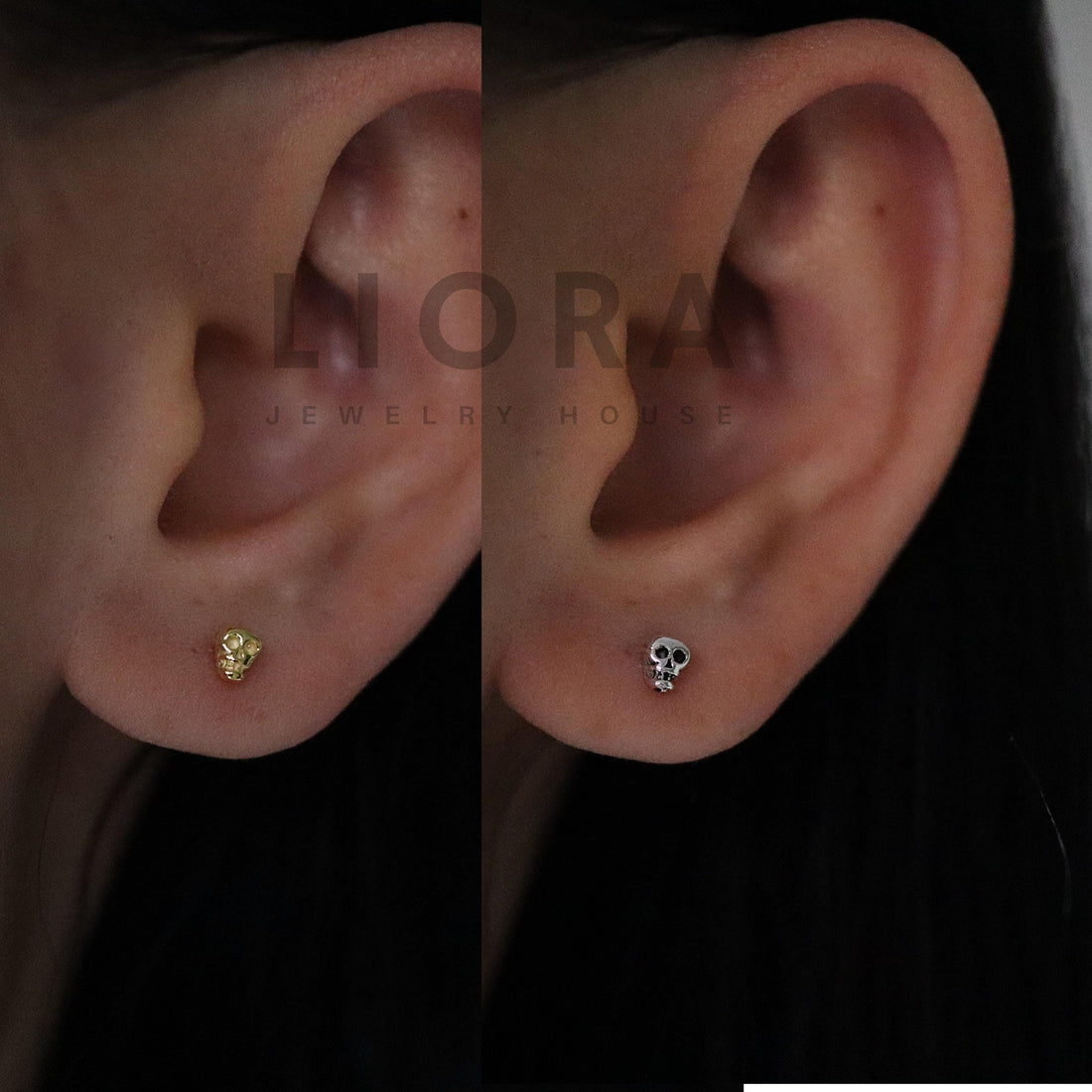 925 Sterling Silver Solid Tiny Skull Stud Earrings, Skull Earrings, Gold Skull Earrings, Halloween Earrings, Skull Studs Gift