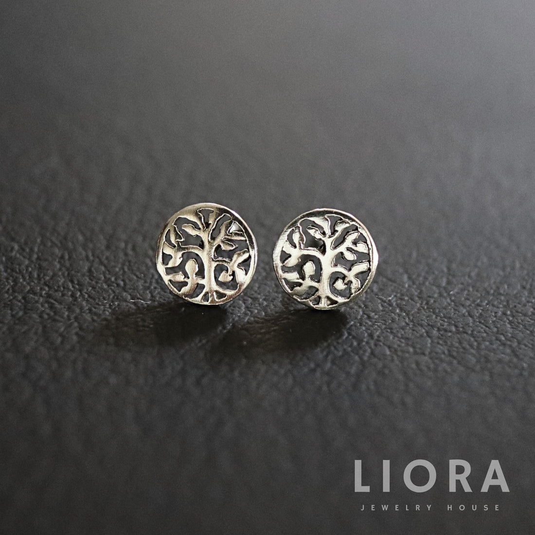 925 Sterling Silver Tree of life Circle Stud Earrings, Tree Earrings, Leaf Earrings, small tree of life studs, tree of life gift