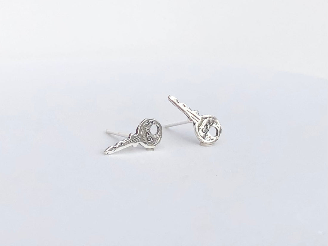 925 Sterling silver key stud earrings, key earrings, key studs, tool earrings, small key, tiny keys, silver key earrings, lgbt, gift
