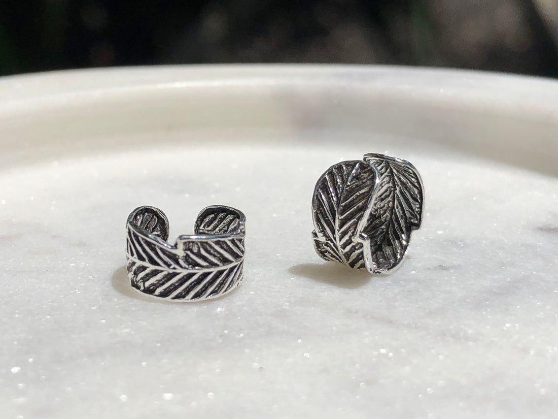 Sterling silver Feather ear cuffs, feather ear wrap, ear cuff, ear wrap, leaf ear cuff, 925 ear cuff, bird feather ear cuff, feather lover