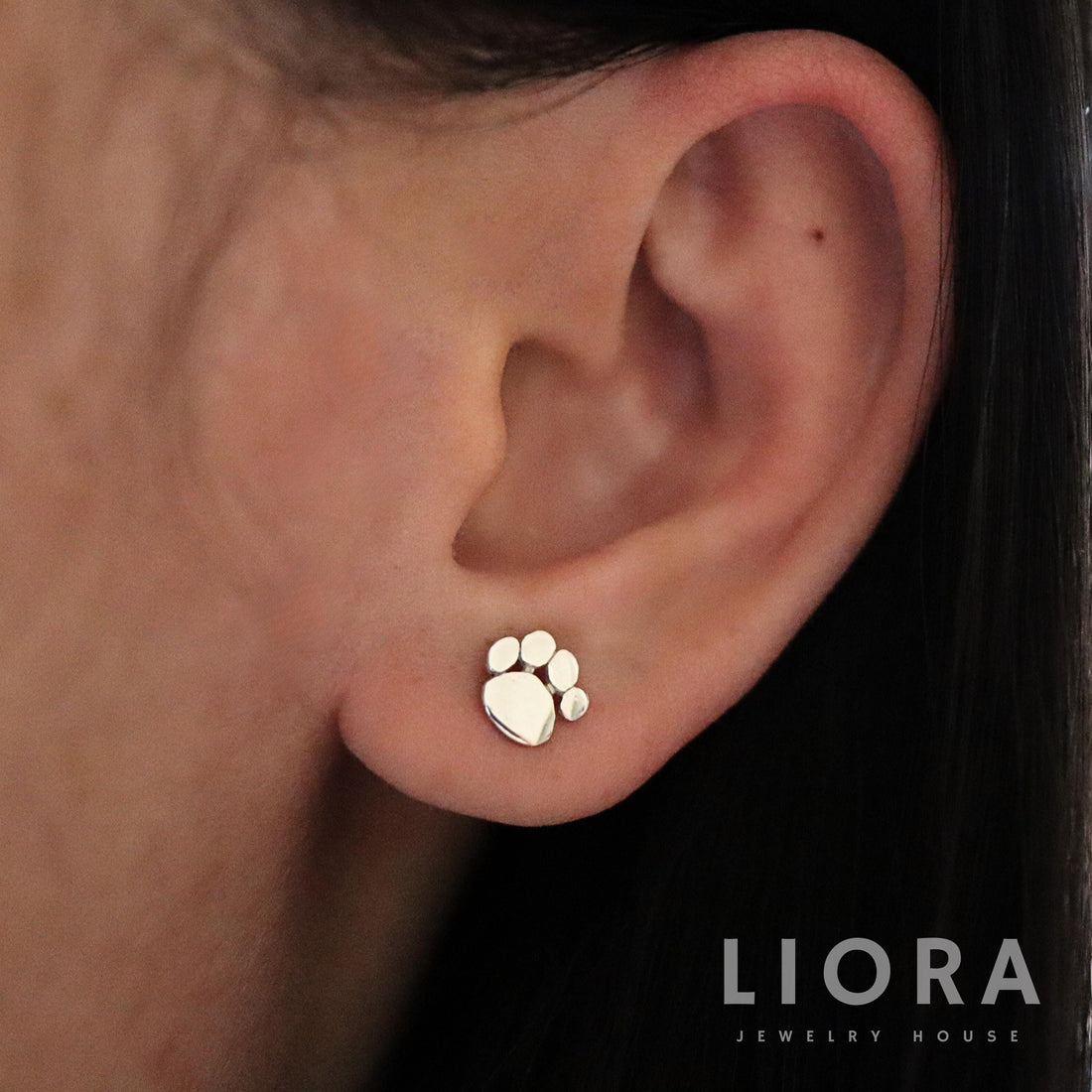 925 Sterling Silver Tiny Paw Print Stud Earrings, Animal Paw Earrings, Minimal Dog Cat Paw Studs, Pet Lover Jewelry Gift