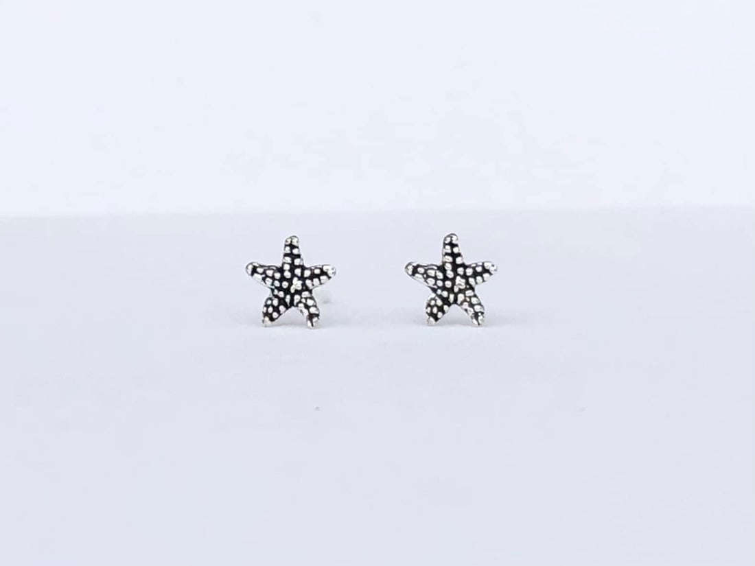 925 Sterling silver starfish stud earrings, small starfish earrings, dot starfish earrings, starfish gift, starfish lover gift, animal studs