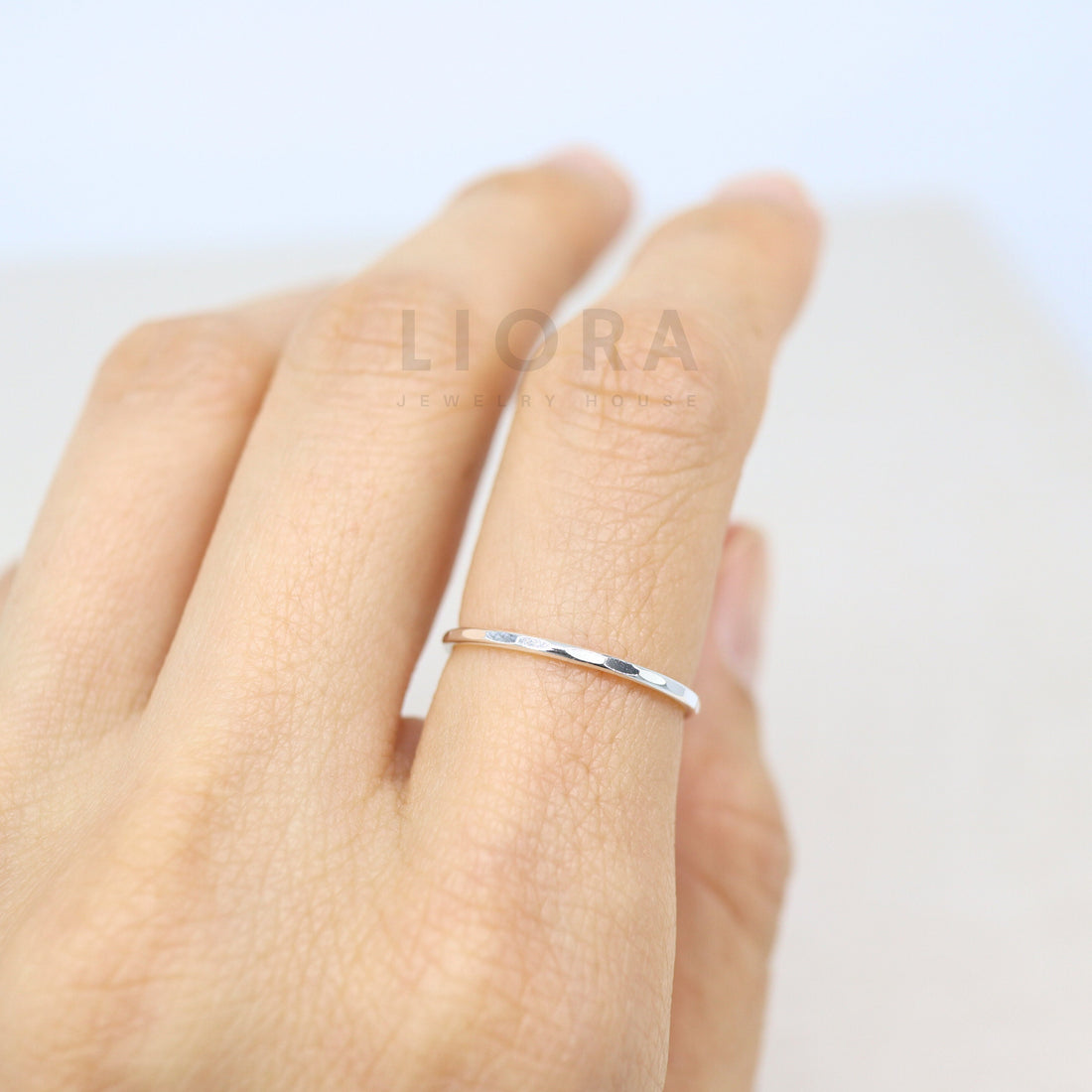 925 Sterling Silver Hammered Ring, 1mm Band ring, Hammered Band Ring, Silver Stacking Ring, Skinny Ring