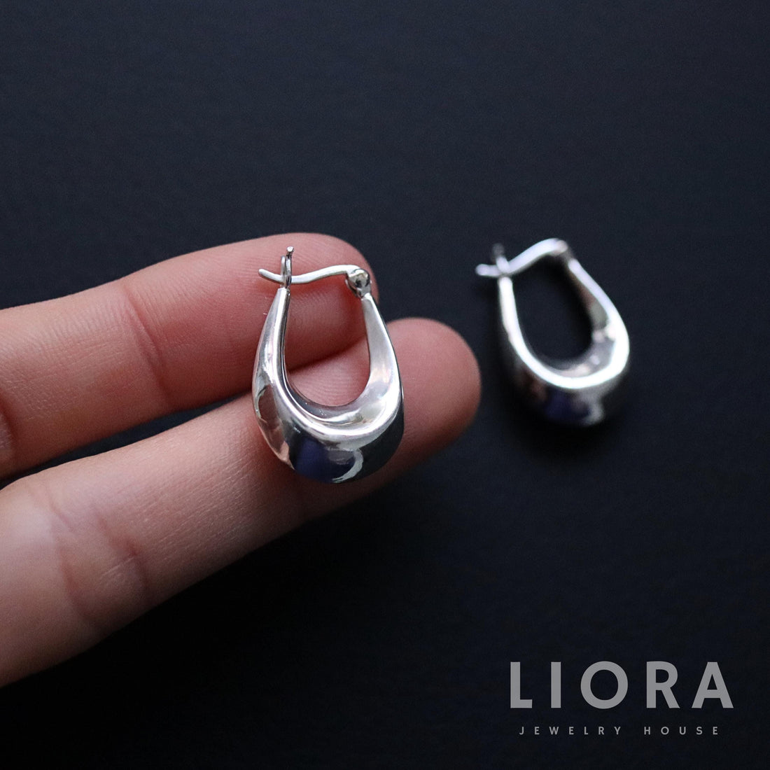 925 Sterling Silver Rounded teardrop Solid Hoop Earrings, Thick Hoops, Oval Hoop Earrings, Chunky Hoops, Silver Hoop Earrings, Woman Hoops