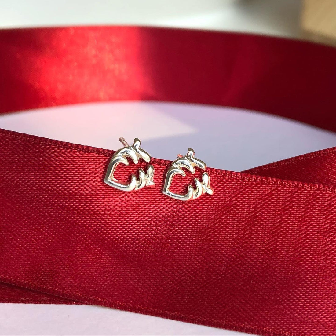 925 Sterling silver Antlers stud Earrings, Reindeer horn Earrings, antlers earrings, antler ear studs, reindeer ear studs, silver reindeer
