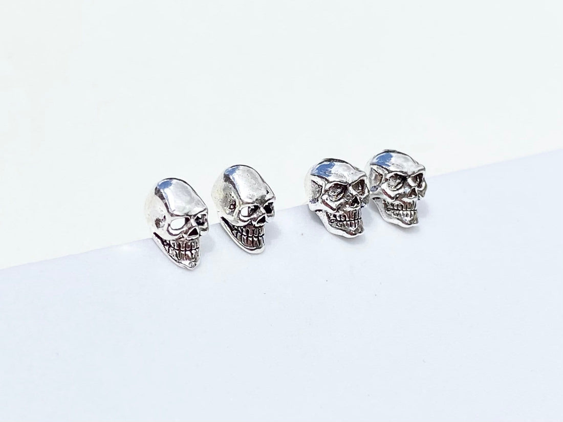 925 Sterling silver skull stud earrings, skull earrings, gothic earrings, men stud earrings, men gift, gift for him, Halloween earrings