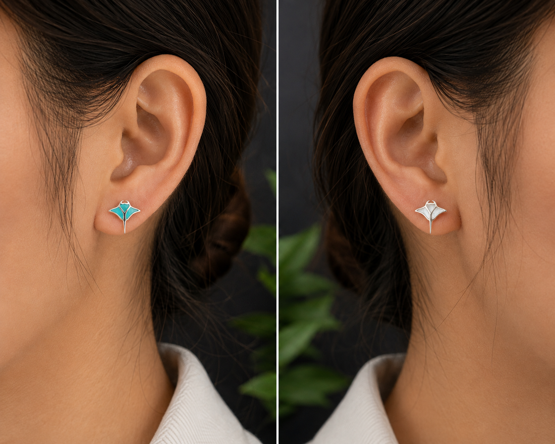 Manta Ray Stud Earrings
