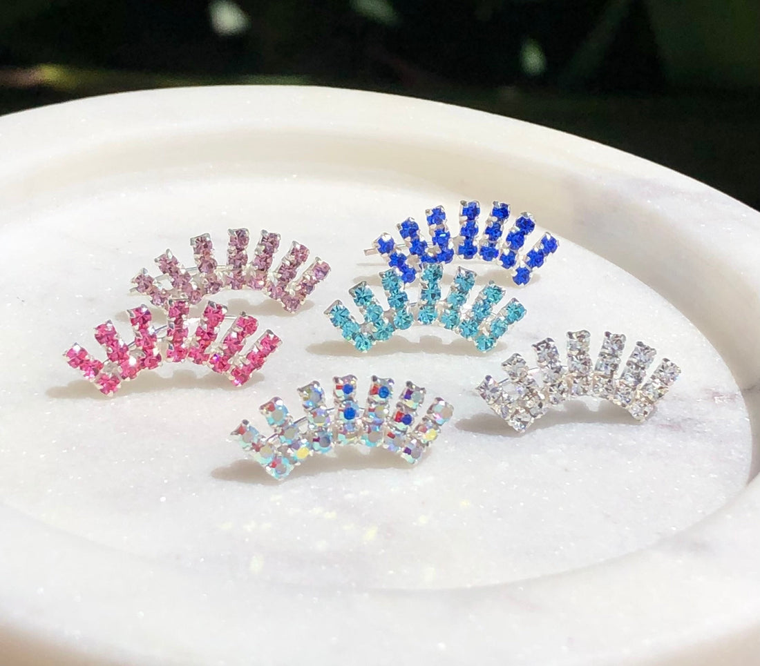 CZ Ear Climber, Crystal Ear Climbers, Ear Climber in silver, Crown Earrings, Bridal Earrings, Earrings Gift, CZ Earrings