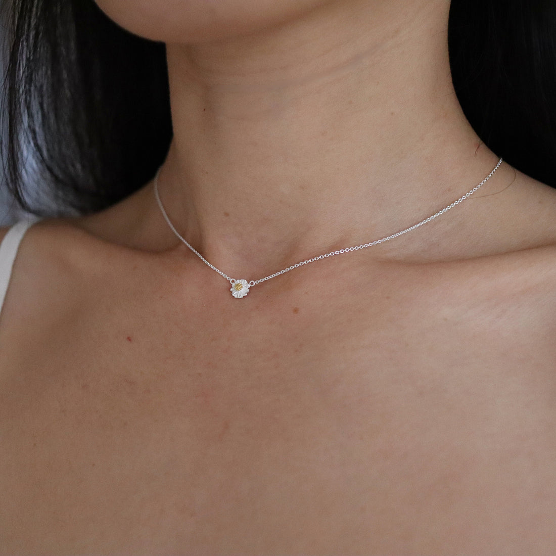 925 Sterling Silver Daisy Necklace, Daisy Choker, Daisy Chain, Flower Necklace, Small Flower Necklace, Daisy Gift, Gift for Her