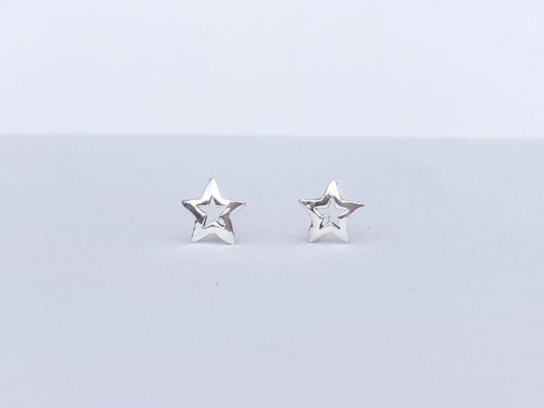 925 Sterling silver hollow star stud earrings, star earrings, star studs, tiny star earrings, silver star, moon, kid earrings, gift, lgbt