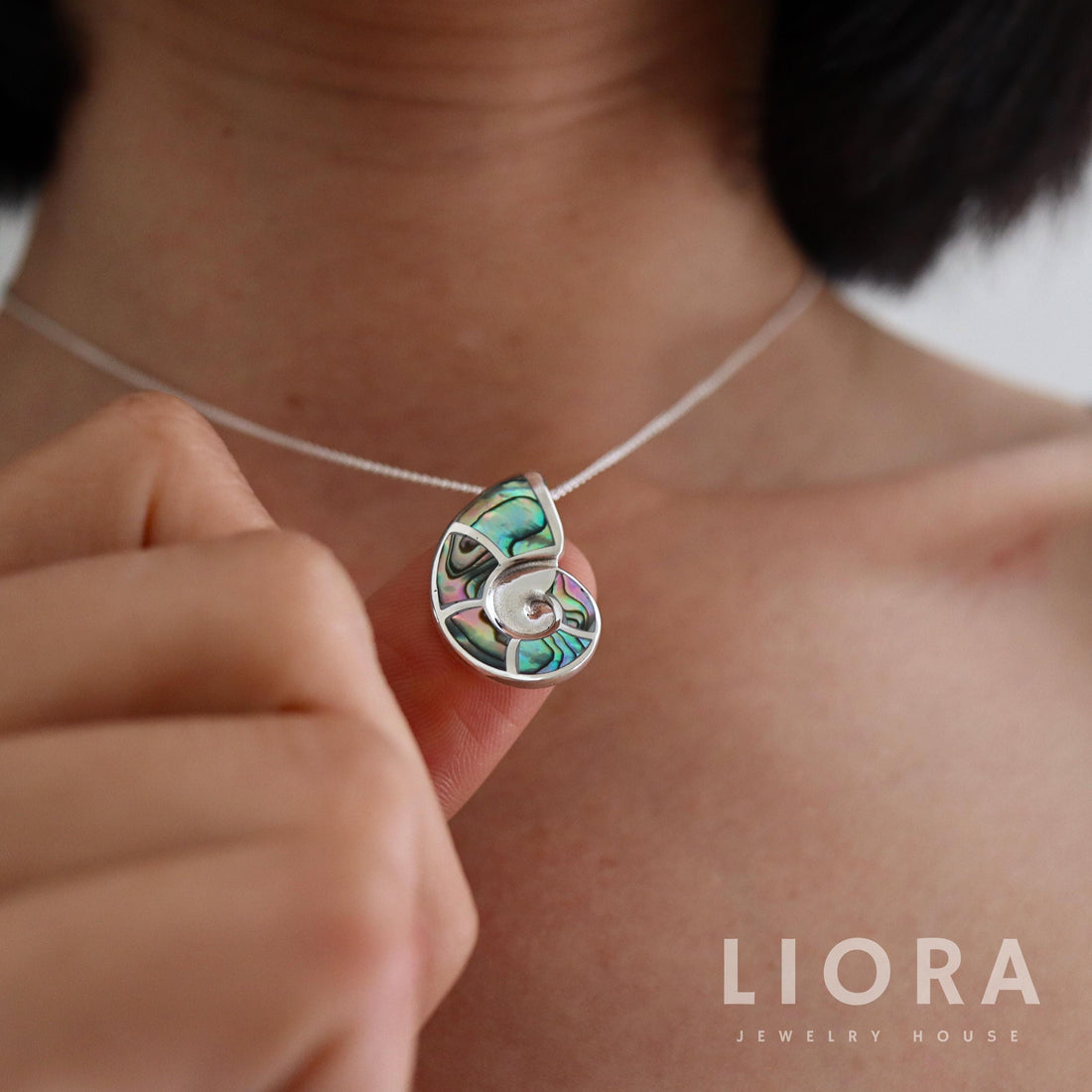 925 Sterling Silver Abalone Spiral Shell Pendant,  Abalone Shell Pendant, Manta Ray Charm, Manta Ray Necklace, Stingray Pendant
