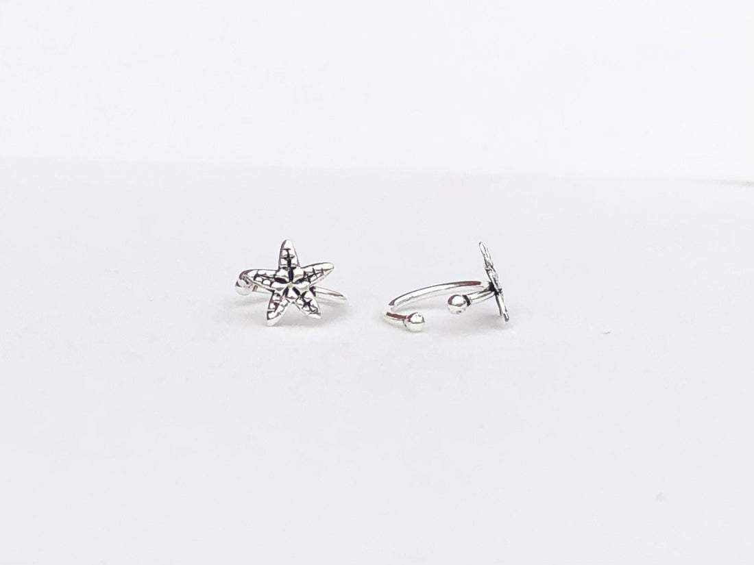 925 sterling silver starfish ear cuff, starfish ear wire, starfish ear wrap, silver ear cuff, starfish jewelry, star ear cuff, starfish gift