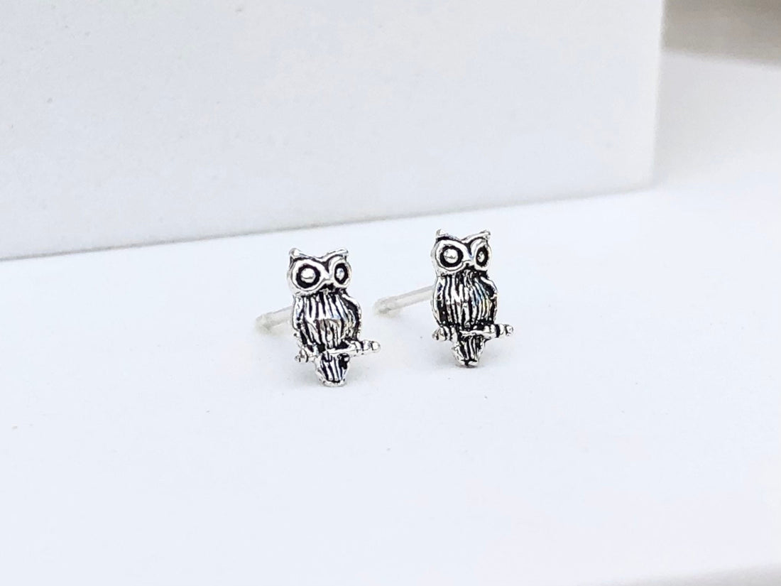 925 Sterling silver owl stud earrings, owl earrings, small owl earrings, 925 owl earrings, bird earrings, owls earrings, owl lover gift