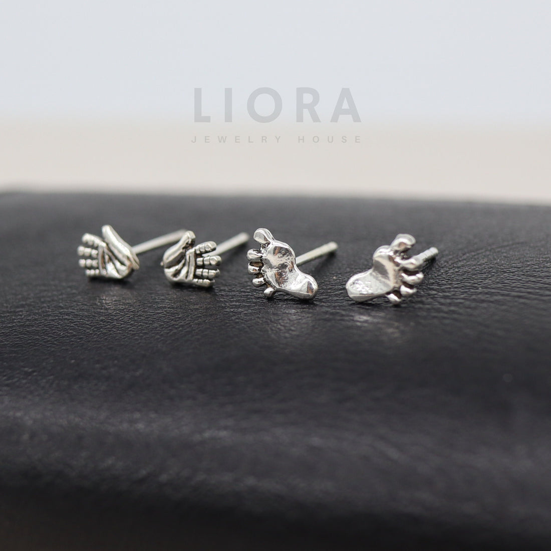 925 Sterling Silver Foot Hand Stud Earrings, Foot Earring, Hand Earrings, Baby Foot, Baby Hand, Body Earrings