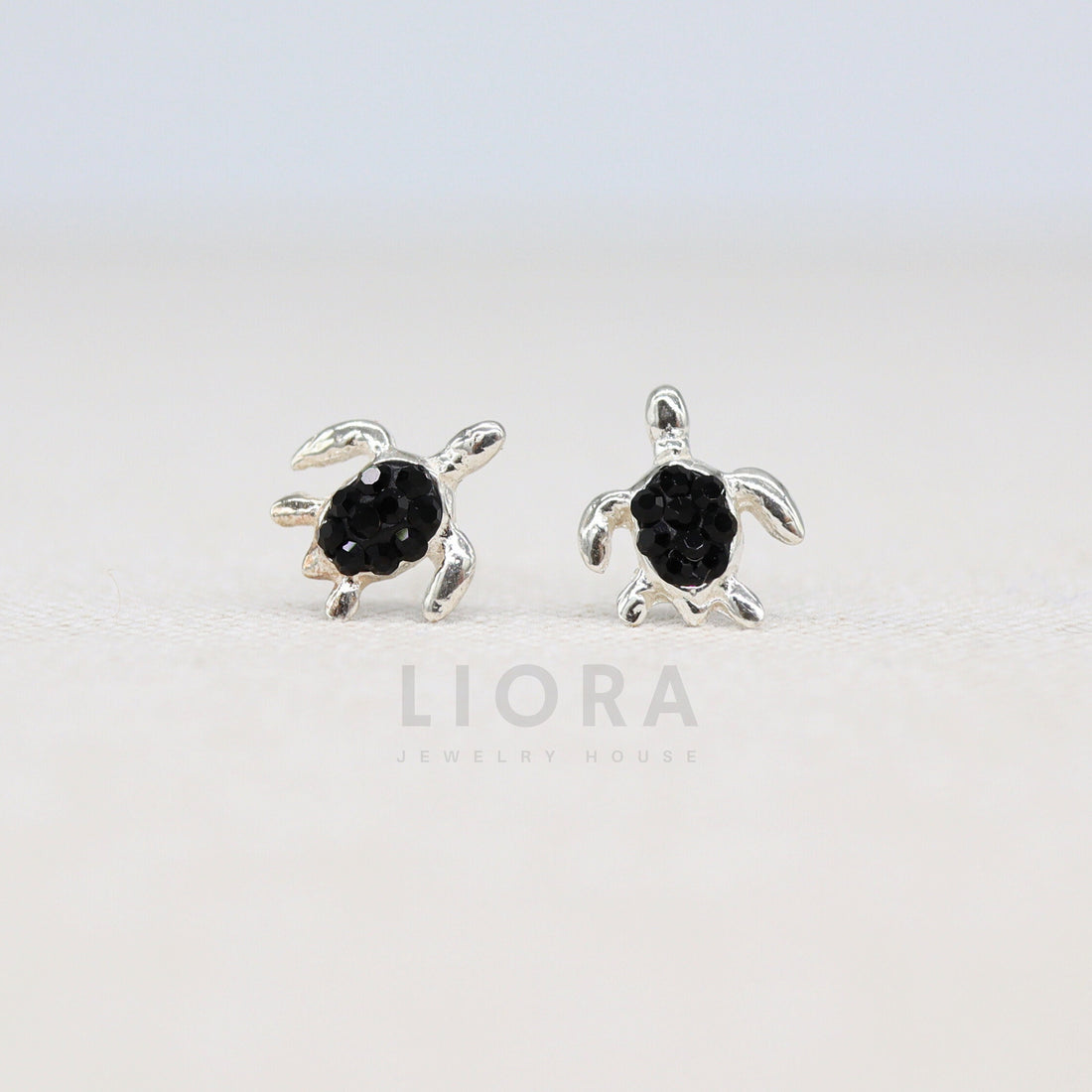 925 Sterling Silver Turtle Stud Earrings Decorated with CZ Simulated Diamonds, Turtle Earrings, CZ Turtle, Sea Turtle Earrings, Kid Earrings