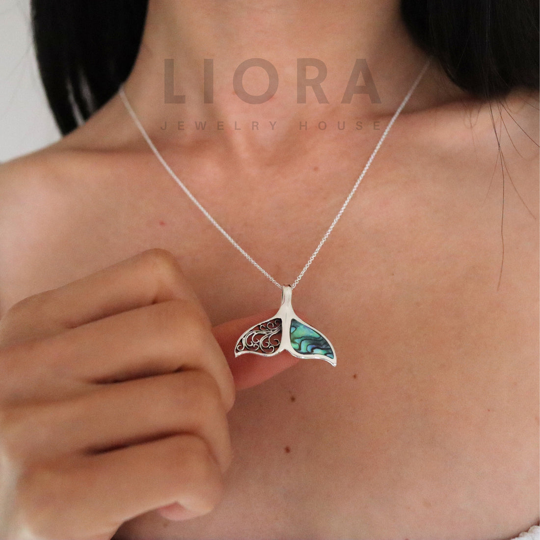 925 Sterling Silver Abalone Whale Tail Pendant, Whale Tail Charm, Abalone Whale Necklace, Whale Pendant, Whale Tail Necklace, Whale Necklace