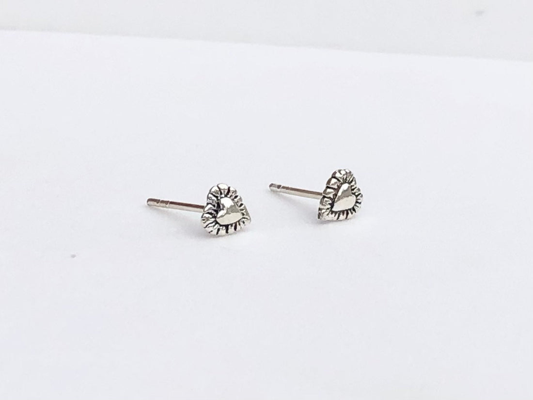 925 Sterling silver flower heart stud earrings, heart earrings, flower earrings, flower heart, tiny flower, tiny heart, sunflower earrings