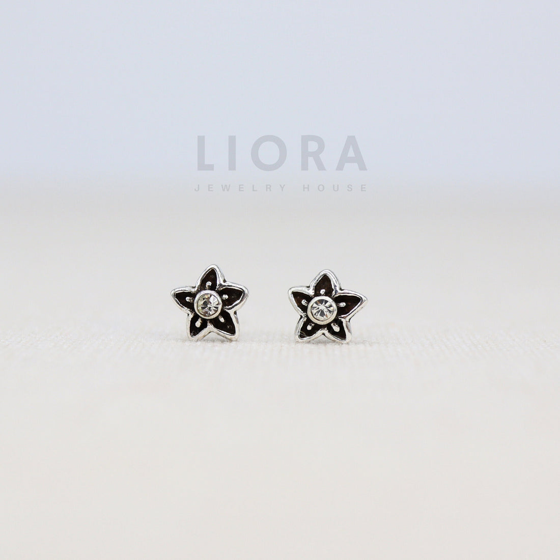 925 Sterling Silver Flower Stud Earrings, CZ Flower Earrings, Black Flower Earrings, Small Flower Studs, Flower Gift, Gift For Her
