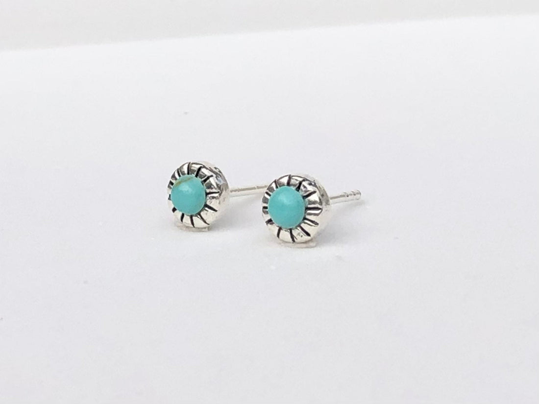 Turquoise stud earrings, round turquoise earrings, turquoise studs, turquoise earrings, turquoise lover gift, gemstone earrings, gift