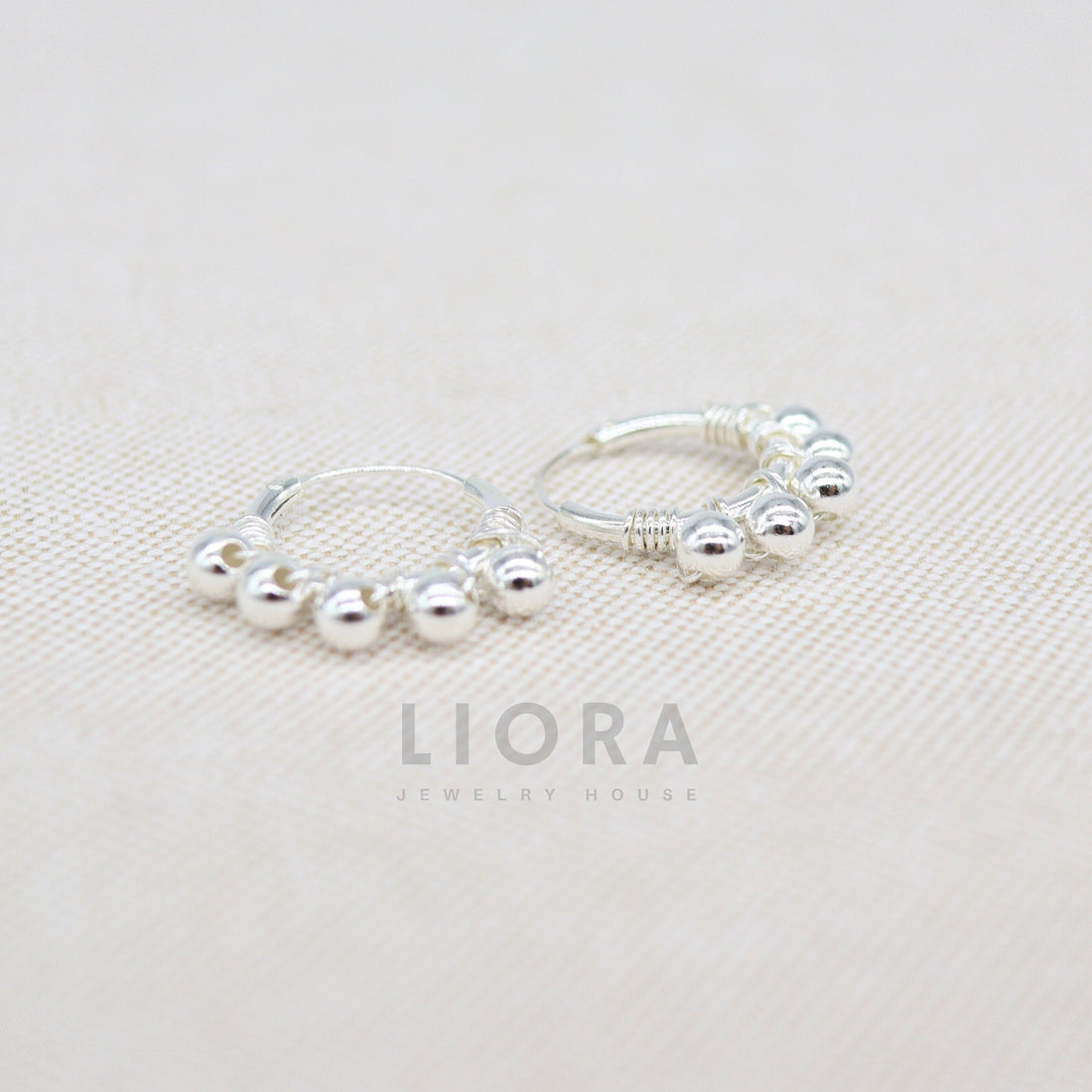925 Sterling Silver Hoop With Ball, Ball Hoops, Hoop Earrings, Hoops