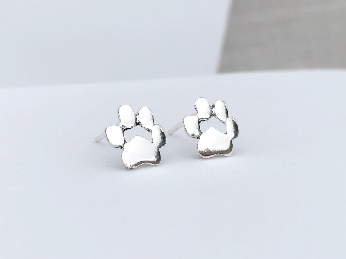 925 Sterling silver dog paw stud earrings, paw earrings, puppy paw earrings, cat paw, animal earrings, dog lover gift, dog earrings, puppy