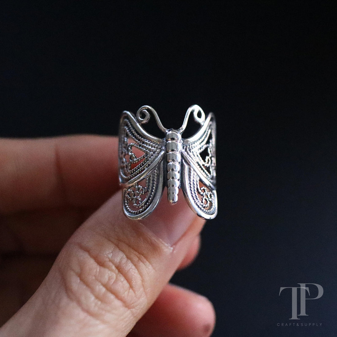 Vintage Filigree Butterfly Statement Ring