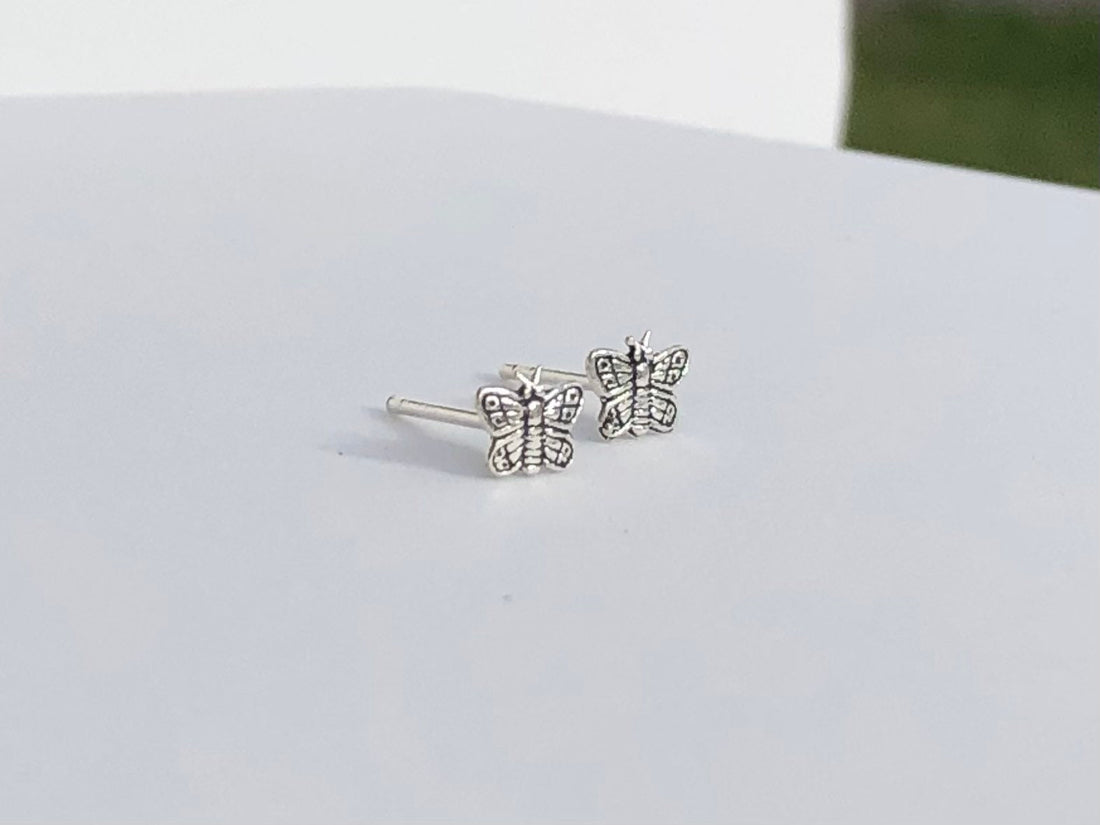 925 Sterling silver tiny butterfly stud earrings, butterfly earrings, butterfly studs, small butterfly, silver butterfly, tiny insect