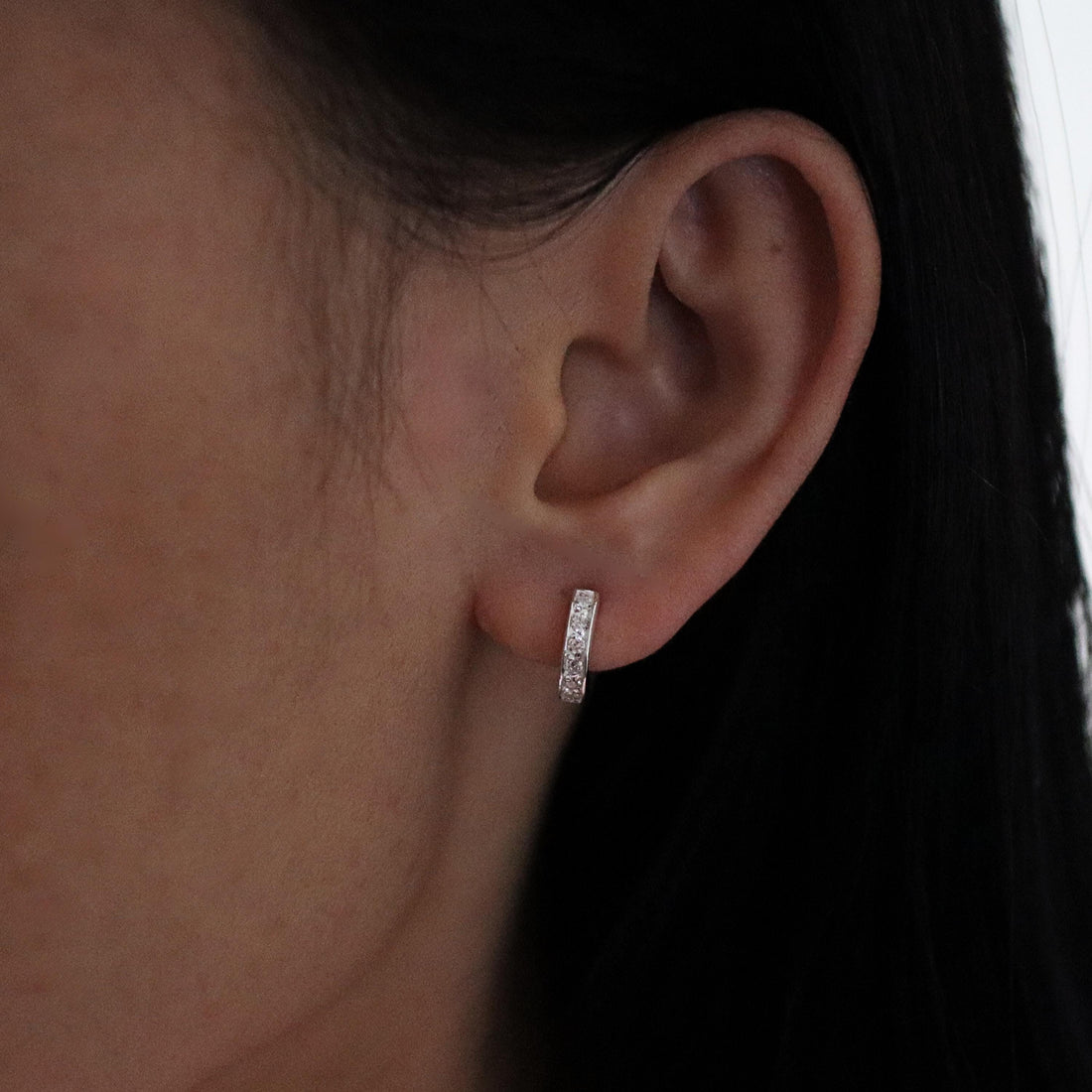925 Sterling Silver Pave Huggie Hoop Earrings, CZ Hoop Earrings, Huggies Hoops, CZ Pave Huggie Hoops, Bridesmaid Hoops, CZ Dainty Hoops