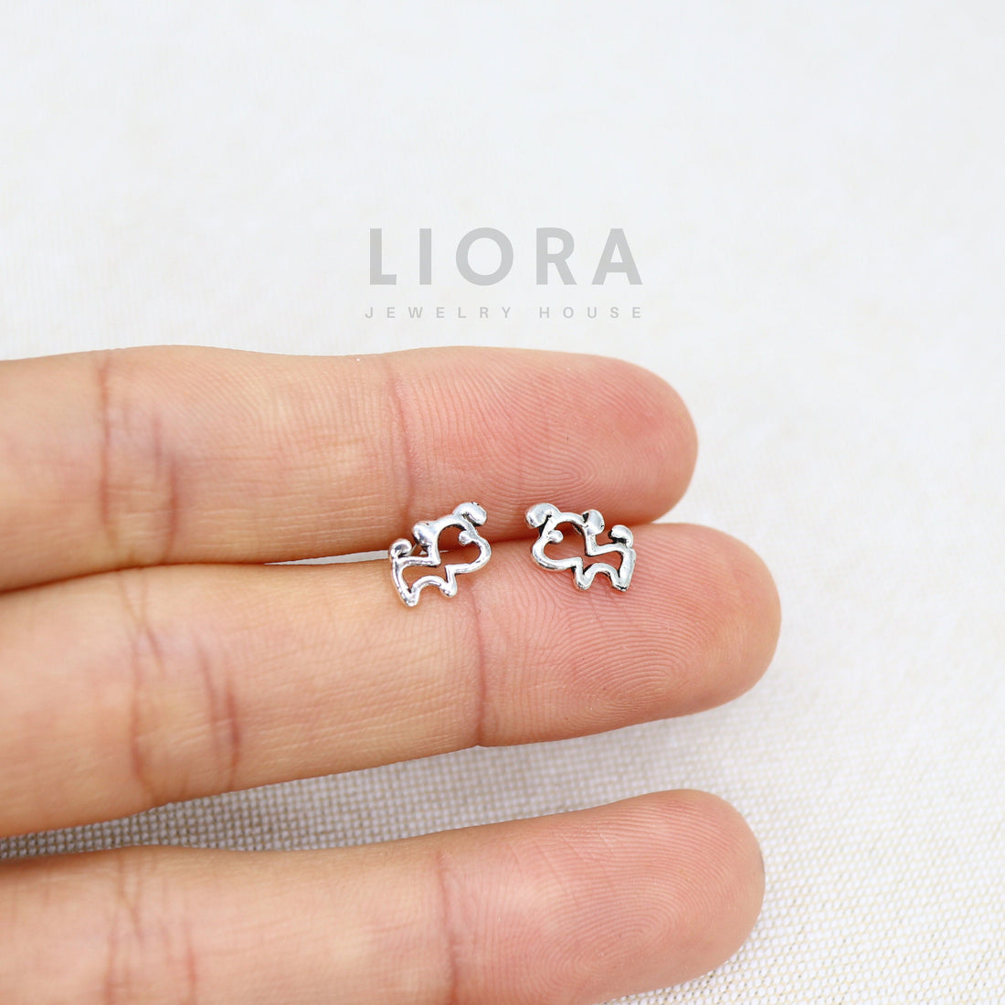 925 Sterling Silver Puppy Earrings, Dog Stud Earrings, Kid Earrings, Dog lover Gift