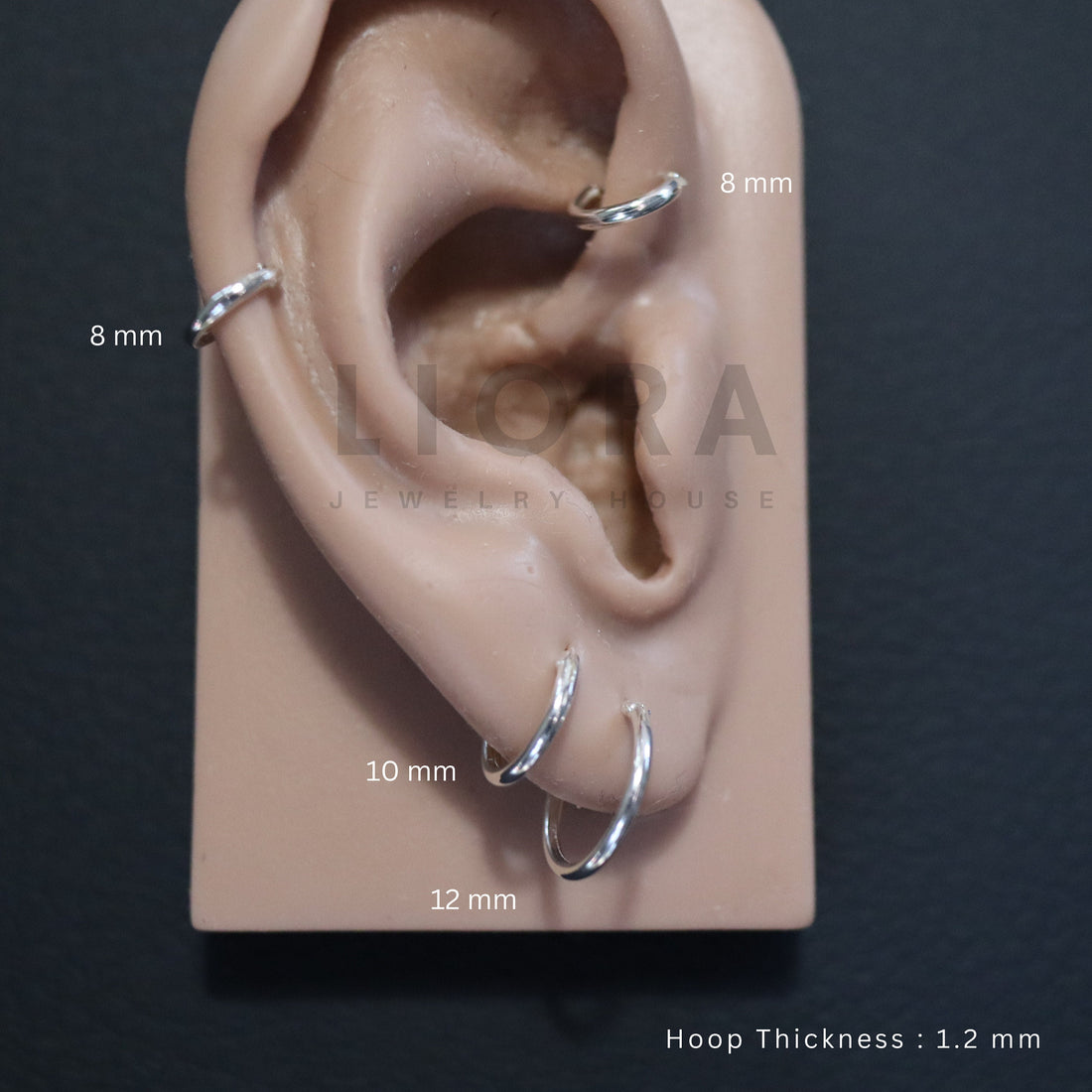 925 Sterling Silver 1.2 mm Thick Hoop Earrings, Silver Continuous Hoop Earrings, Sleeper hoop, Cartilage Nose Lip Helix Hoop, Skinny Hoops