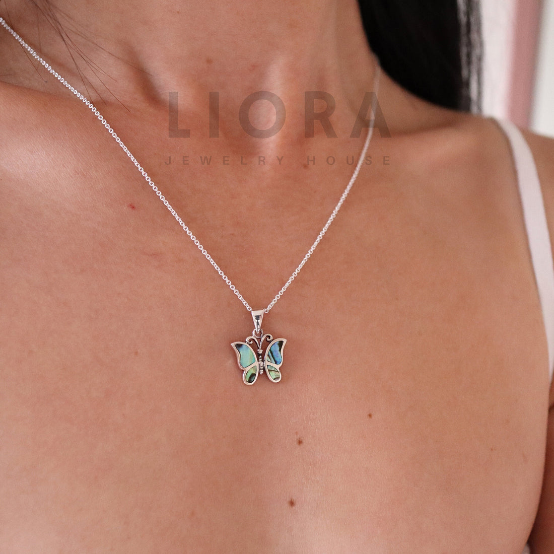 925 Sterling Silver Abalone Butterfly Pendant, Butterfly Pendant, Butterfly Necklace, Butterfly Gift, Shell Pendant, Gift For Her, Butterfly