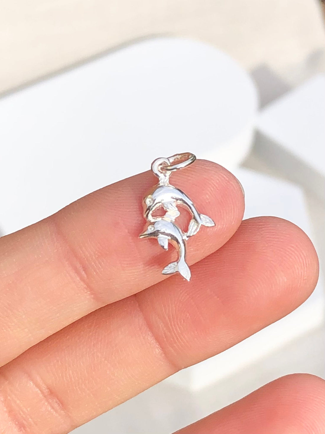 925 sterling silver couple dolphin pendant, two dolphin charm, dolphin pendant, silver dolphin, dolphin necklace charm, dolphin lover gift