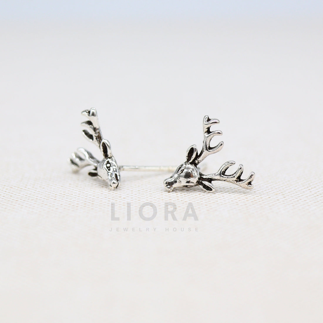 925 Sterling Silver Reindeer Stud Earrings, Reindeer Earrings, Christmas gift, Reindeer Gift, Horn Earrings, Animal Earrings