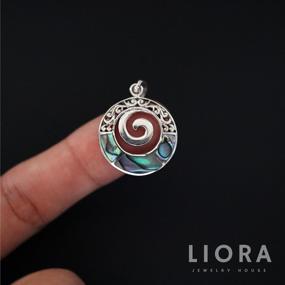 Abalone Spiral Pendant Necklace, Spiral Pendant, Abalone Circle Pendant, Shell Spiral Pendant, growth pendant, Circle of life Pendant