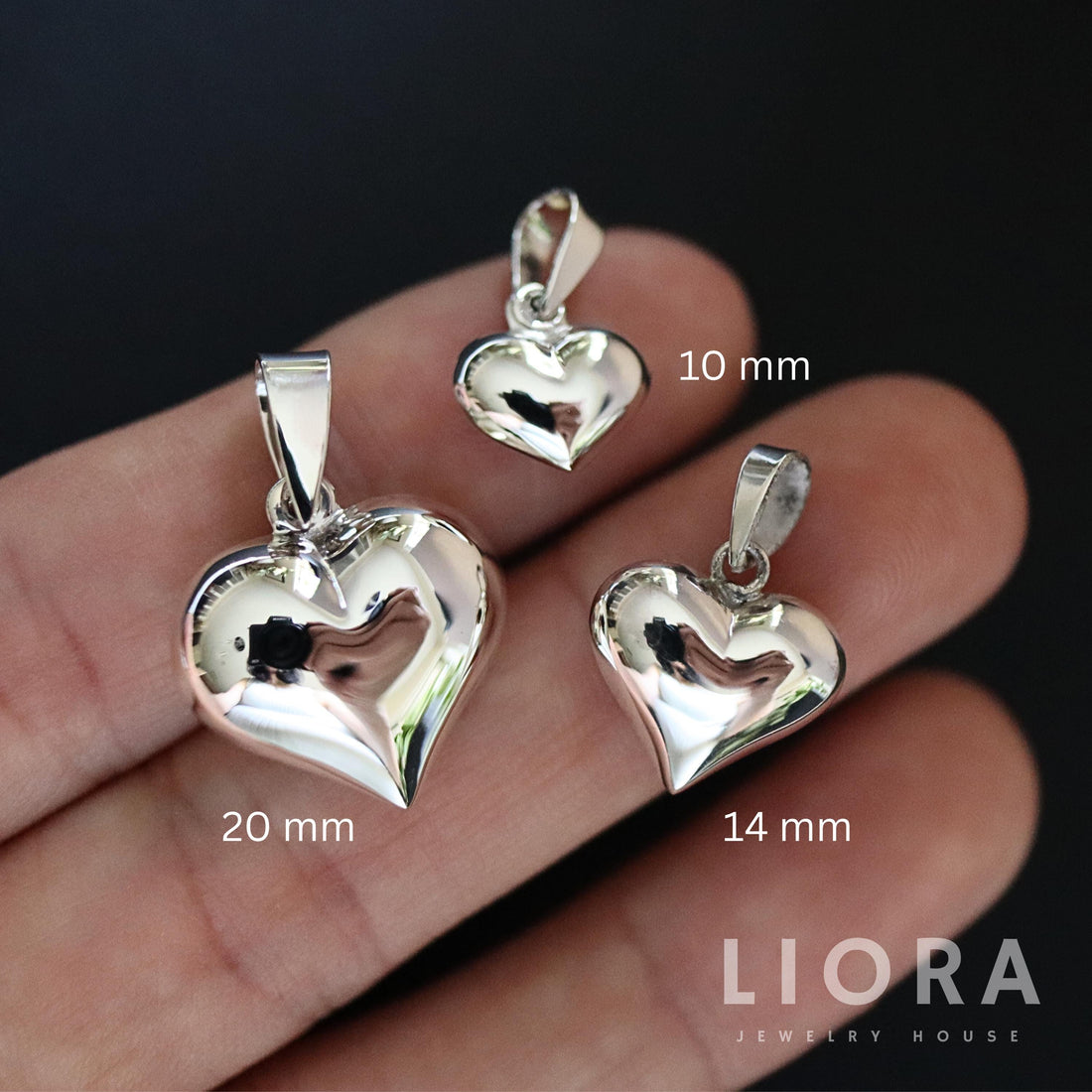 925 Sterling Silver Heart Pendant Necklace, Heart Necklace, 3D Heart Charm, Puffy Heart Pendant, Puffy Heart Necklace, Small Heart Necklace