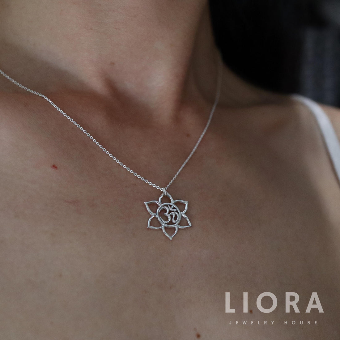 925 Sterling Silver Lotus Om Pendant Necklace, Lotus Flower Necklace, Om Pendant, Om Symbol, Lotus Pendant, Flower Necklace, Om Jewelry
