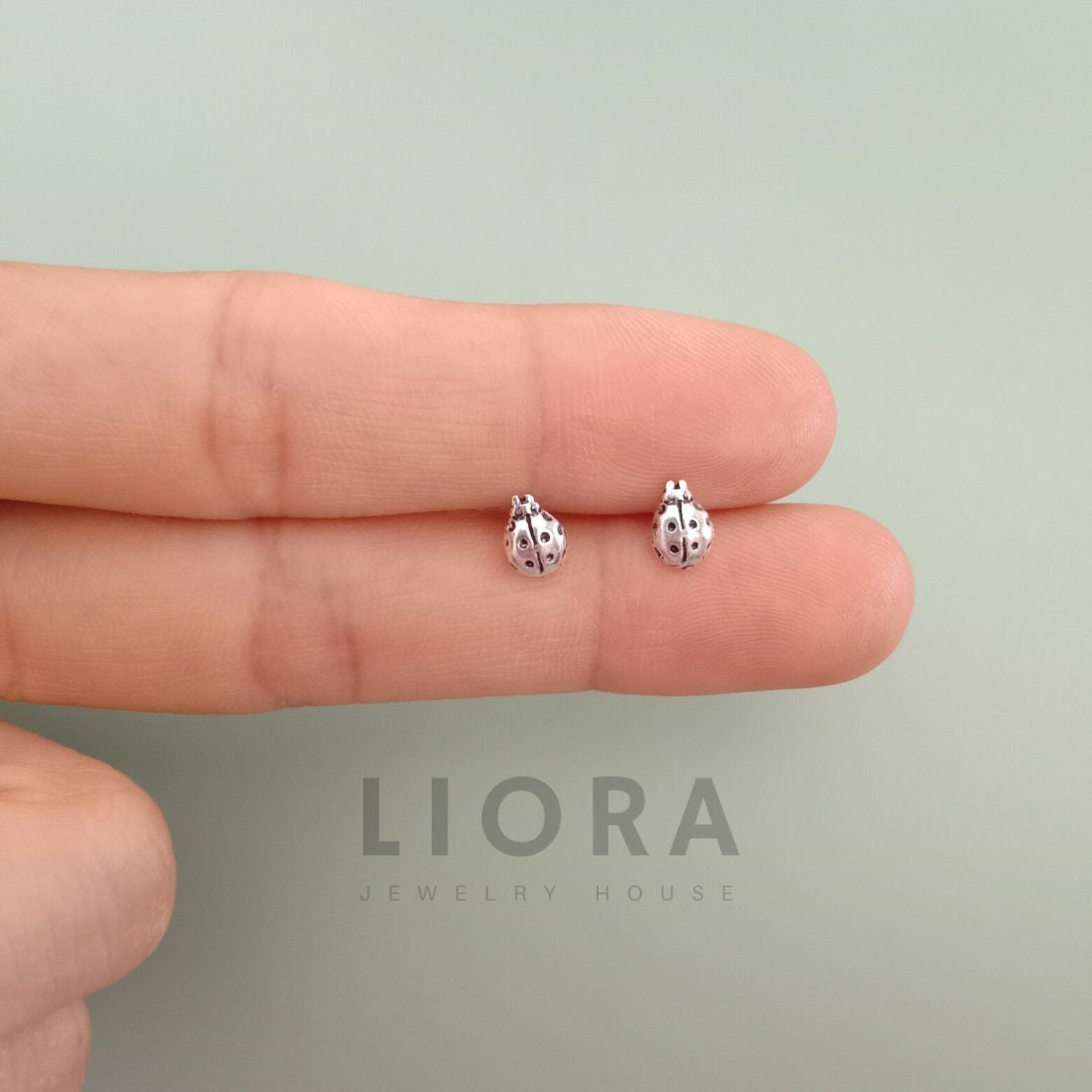 925 Sterling silver ladybug stud earrings, ladybug earrings, silver ladybug, bug earrings, insect, animal earrings, bug studs, ladybug