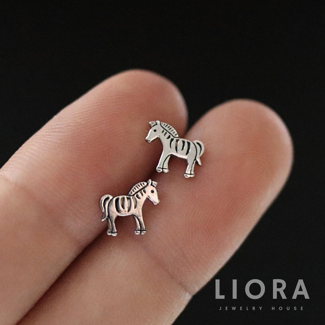925 Sterling Silver Zebra Stud Earrings, Cute Animal Earrings, Tiny Zebra Studs, Safari Jewelry, Gift for Kids & Animal Lovers