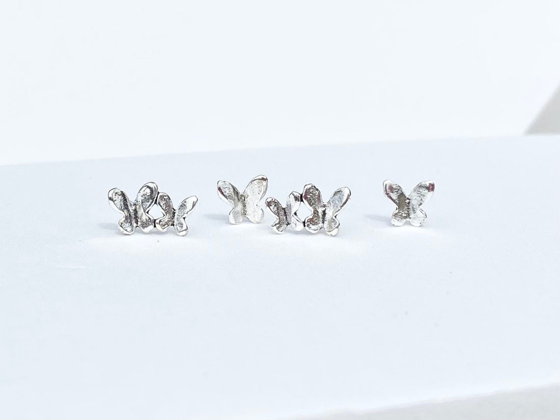 925 Sterling silver butterfly stud earrings, double butterfly earrings, butterfly earrings, butterfly studs, butterfly lover gift, butterfly