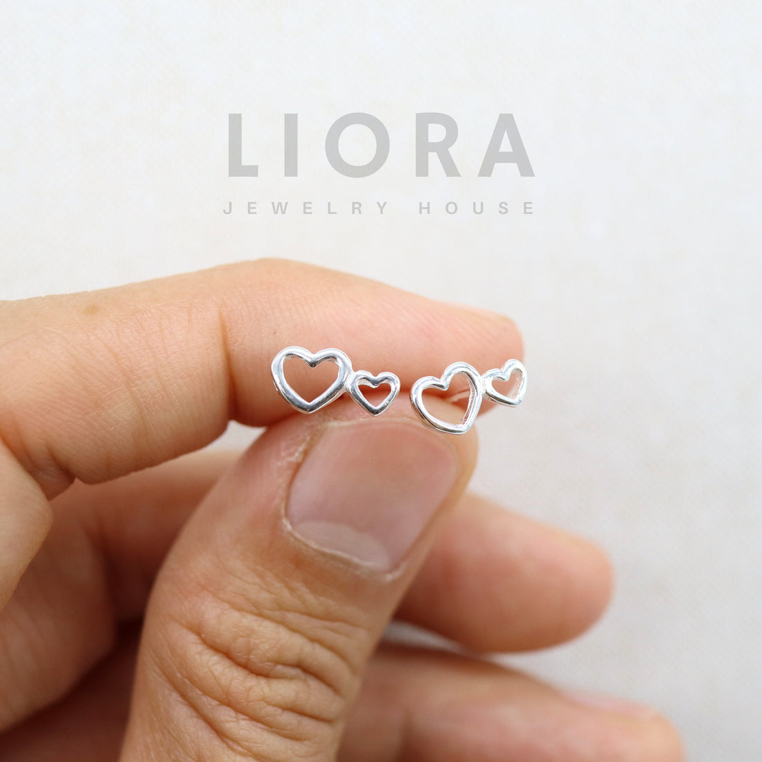 925 Sterling Silver Duo Heart Stud Earrings, Two Heart Earrings, Heart Earrings, Mini Heart, Mother Daughter Gift, Mother Day's Gift