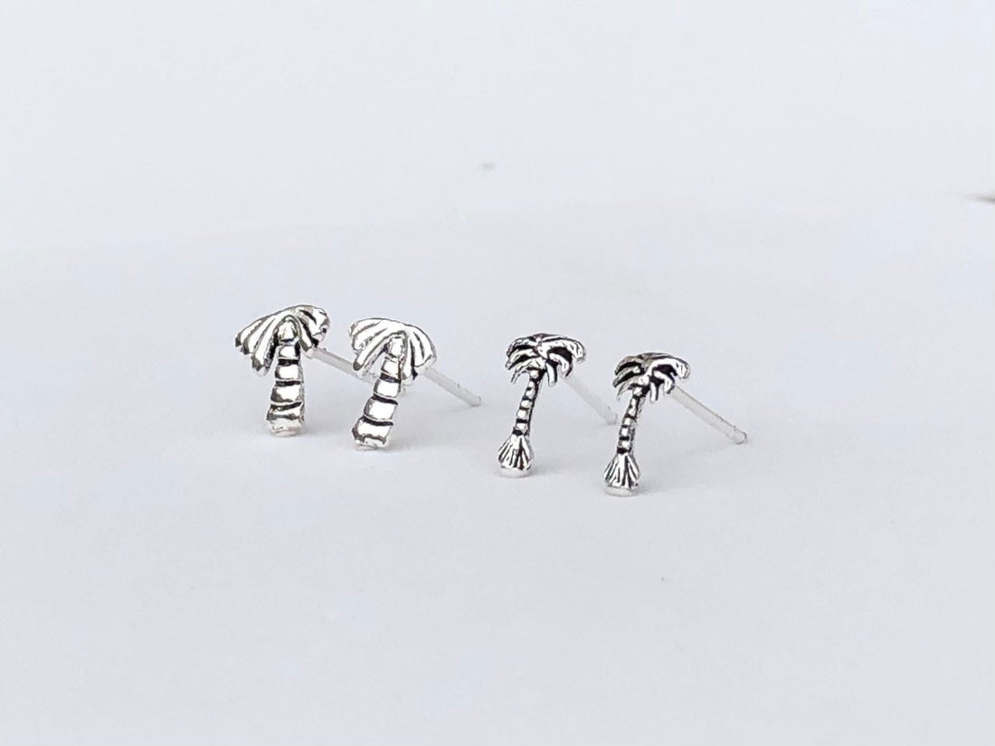 925 Sterling silver coconut tree stud earrings, coconut earrings, coconut tree studs, tree earrings, tiny coconut tree, coconut earrings