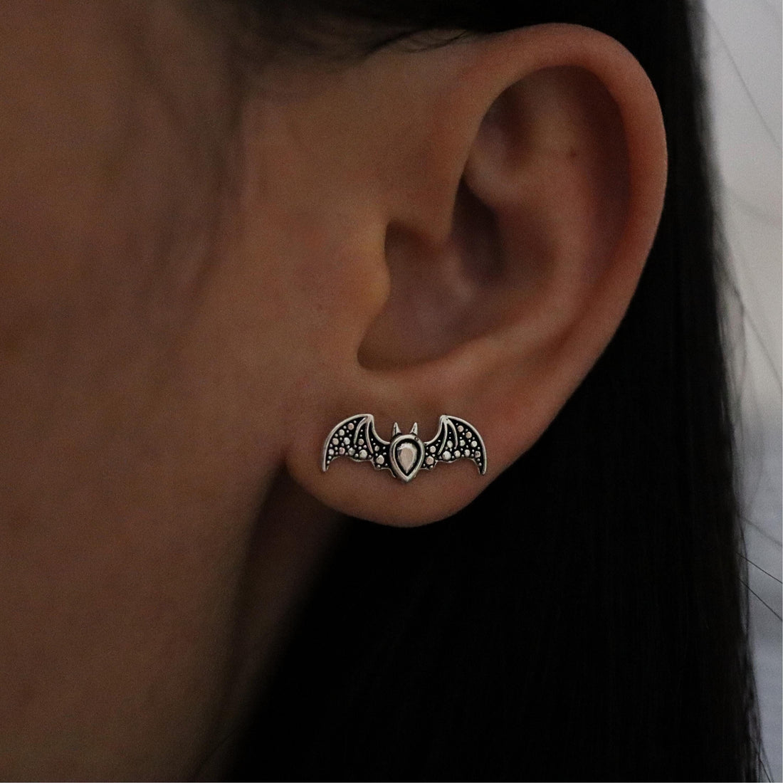 925 Sterling Silver Bat Stud Earrings, Boho bat Earrings, Bat Studs, Halloween Earrings, Bat Gift, Animal Studs, Bat Jewelry
