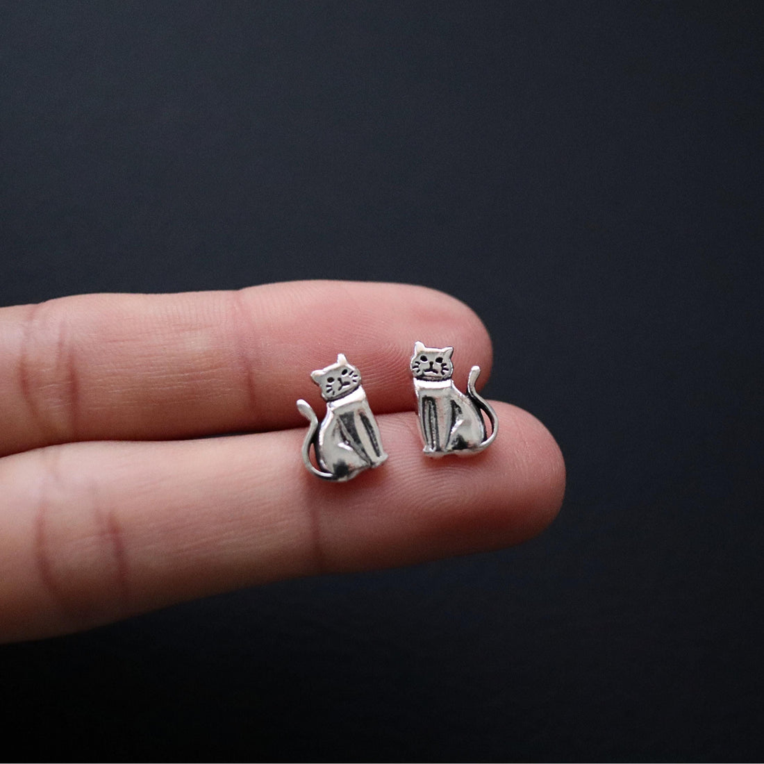 925 Sterling silver Cat Stud Earrings, Solid Silver Cat, Cat Earrings, Kitten Earrings, Sitting Cat, Cat Stud, Cat Gift, Kitten, Cat Jewelry