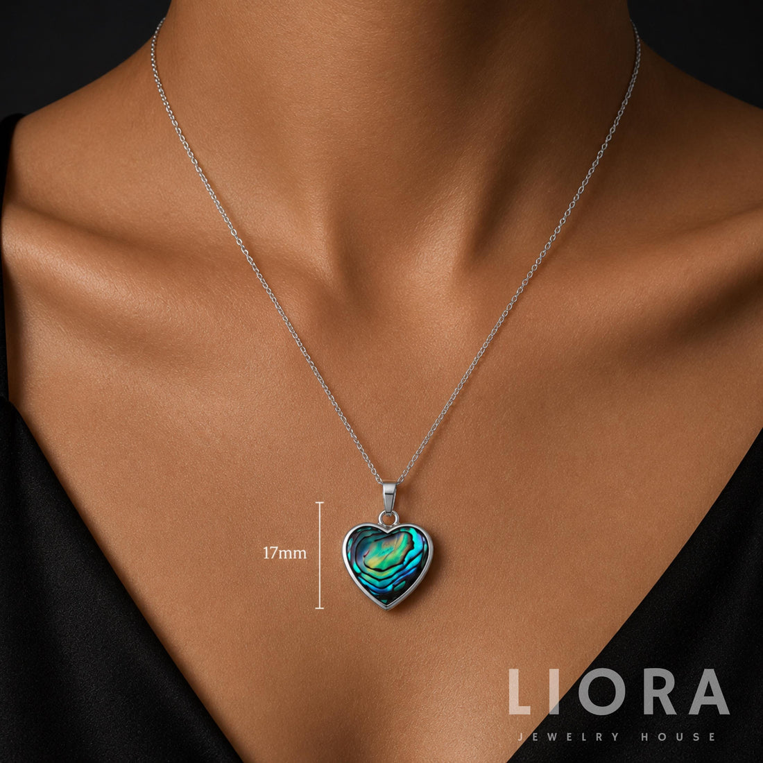 Dual Abalone Heart Necklace Sterling Silver, Mother of Pearl Heart Pendant, Shell Necklace, Heart Jewelry Gift for Her, heart pendant