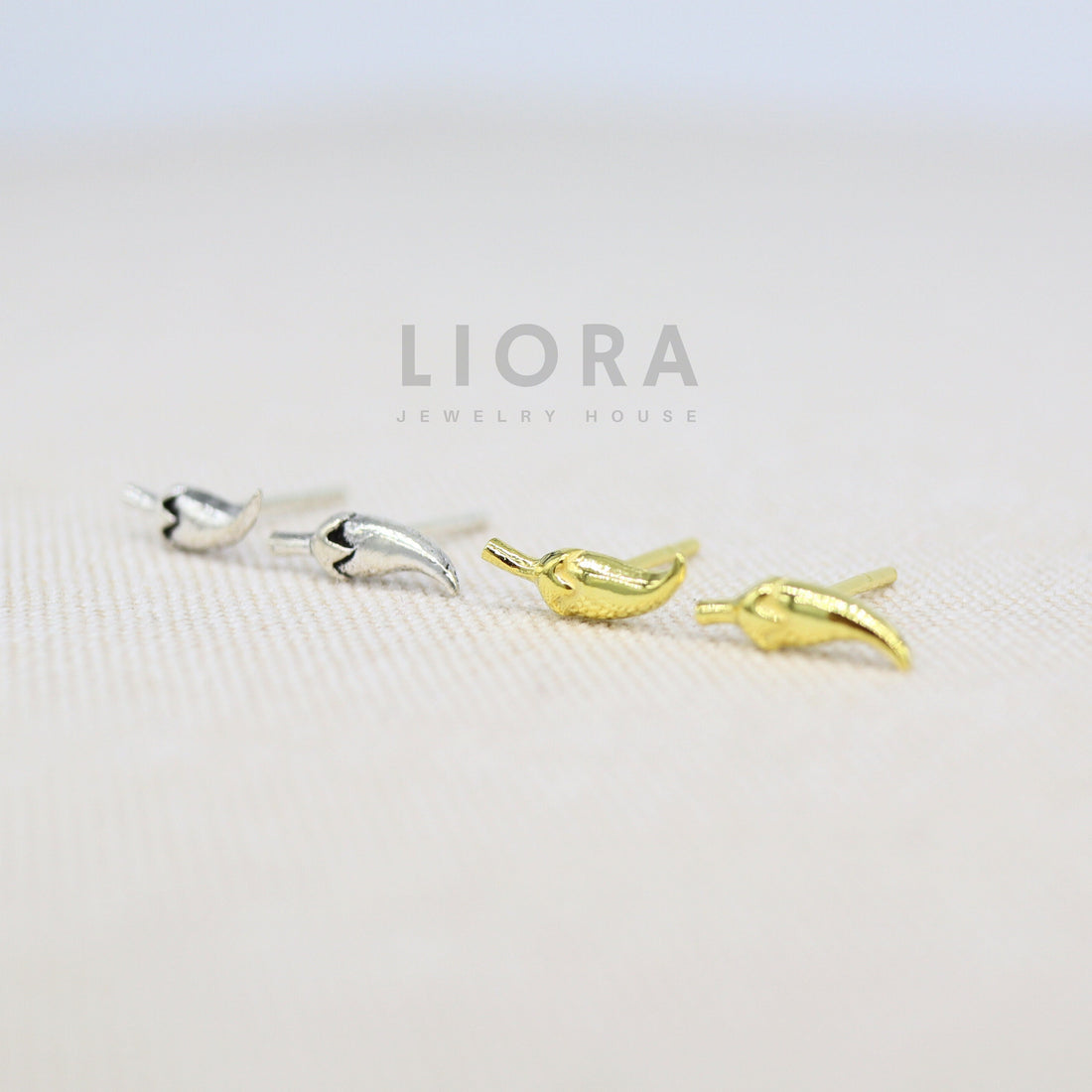 925 Sterling Silver Chili Stud Earrings, Chili Earrings, 18k Gold Chili Earrings, Small Chili Earrings, Chilli Earrings