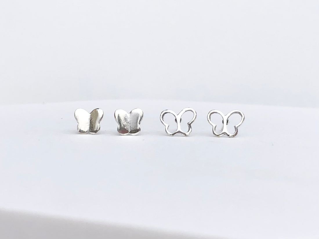 925 Sterling silver butterfly stud earrings, solid butterfly earrings, hollow butterfly earrings, butterfly earrings, butterfly studs