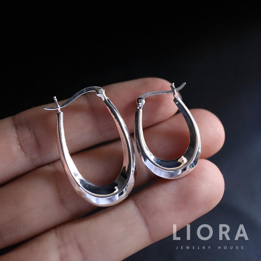 925 Sterling Silver Teardrop Hoop Earrings, Chunky Hoop Earrings, Silver Hoop Earrings, Thick Hoops, Woman Hoop Earrings, Oval Hoops