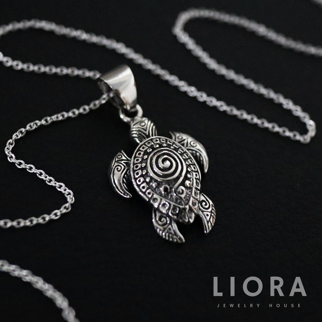 925 Sterling Silver Sea Turtle Pendant Necklace, Hawaiian Turtle Charm, Oxidized Turtle Jewelry, Ocean Lover Gift, Marine Life Pendant