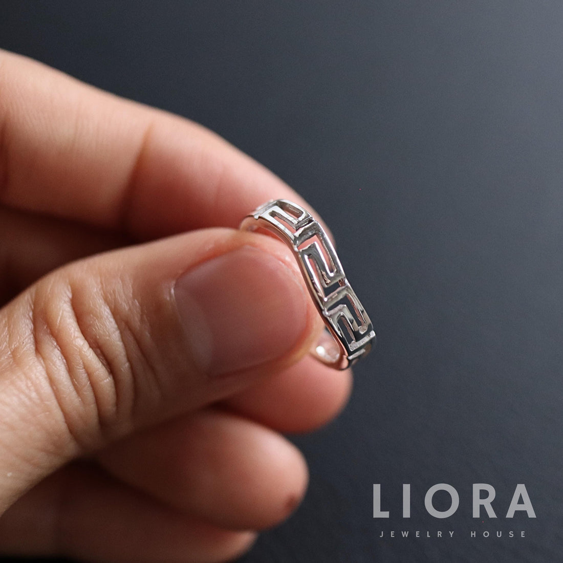 925 Sterling Silver Greek Key Ring, Greek Ring, Stackable Ring, Silver Abstract Minimal, Boho Ring, Greek Jewelry, Meander Ring, Men Ring